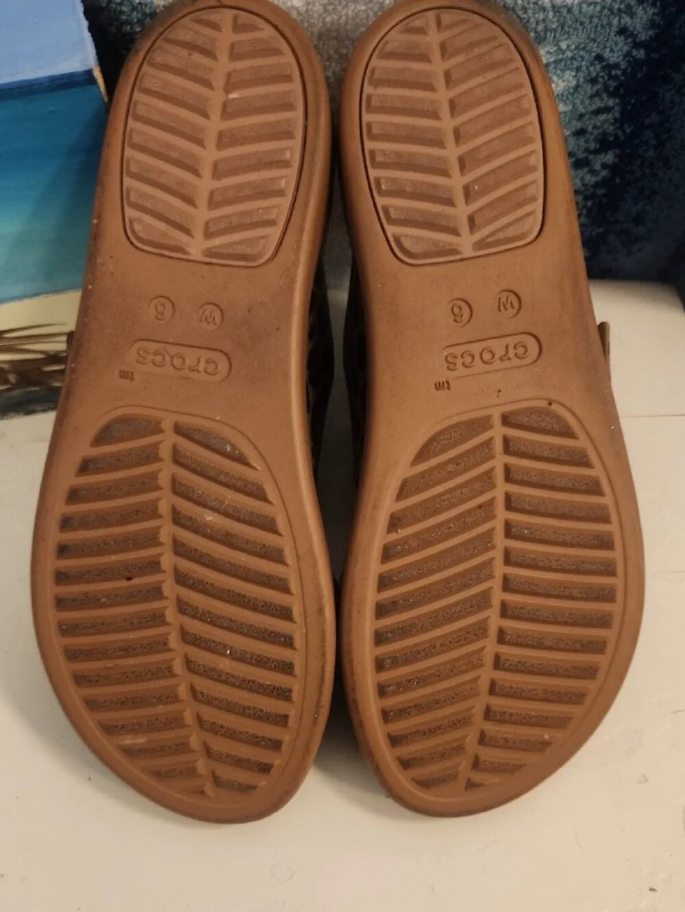 CROCS Women's Leopard Print Tan Slide Sandals